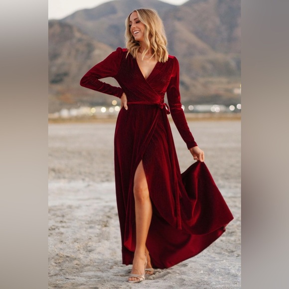 Baltic Born Serena Shimmer Velvet Wrap Dress | Forest - Picture 3 of 5